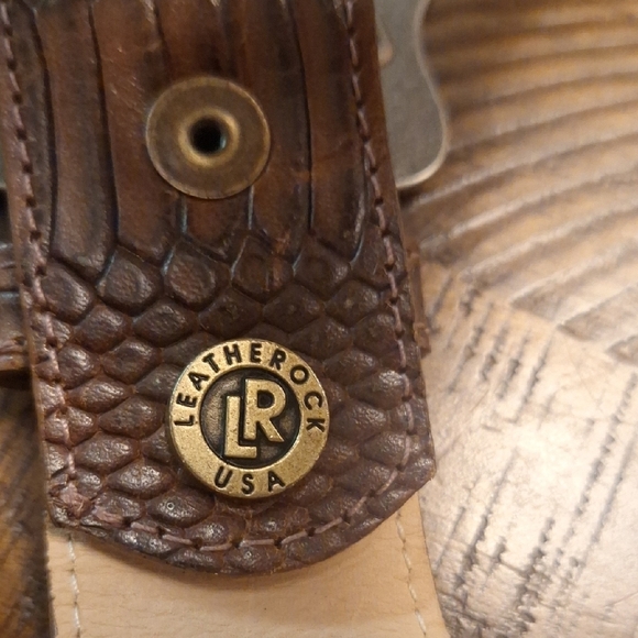 Leatherock Embossed Brown Leather Belt with Pewter Ornate Buckle main image 4